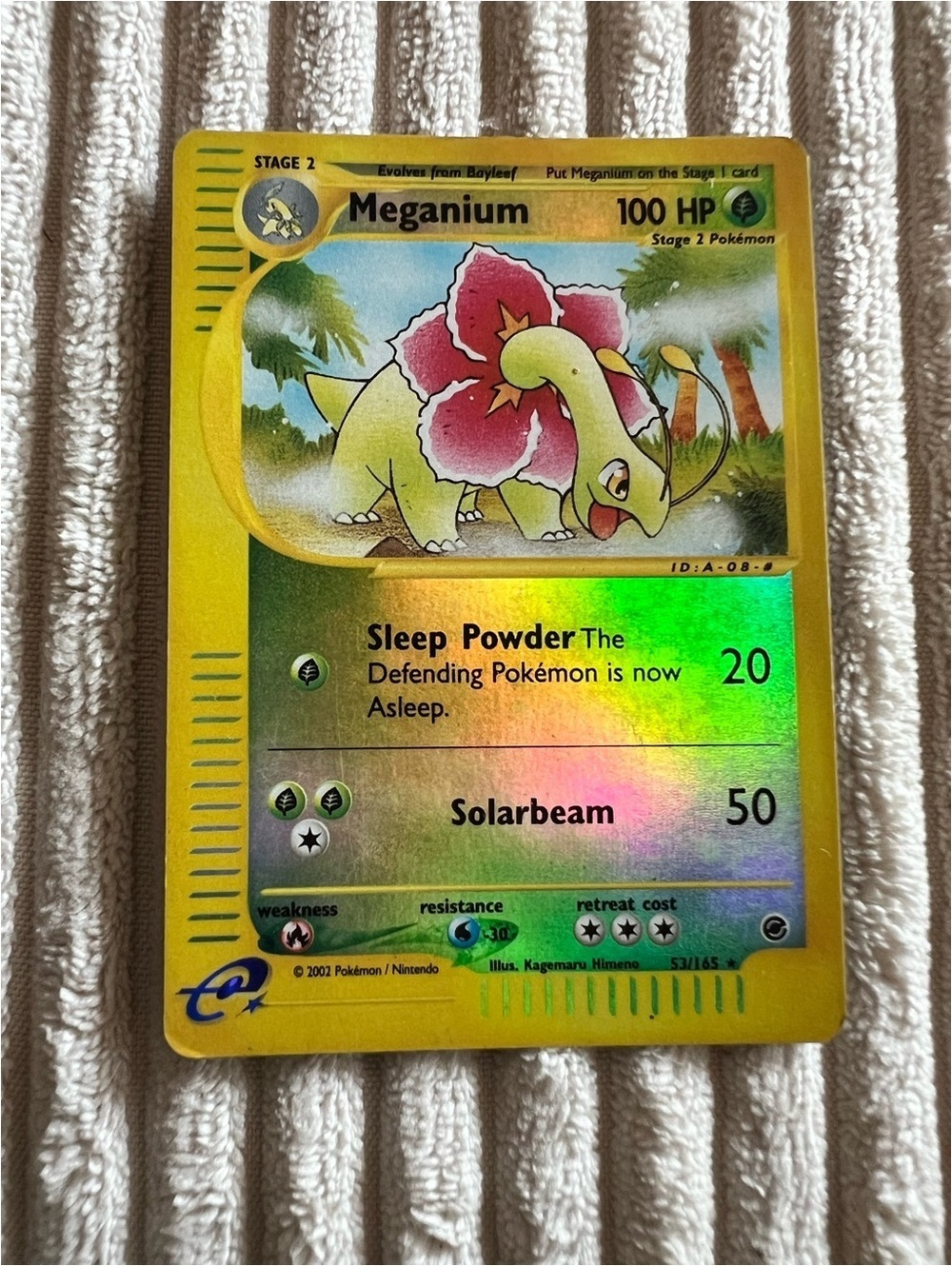 2002 RARE Meganium 53/165, Reverse Holo Pokemon Trading Card